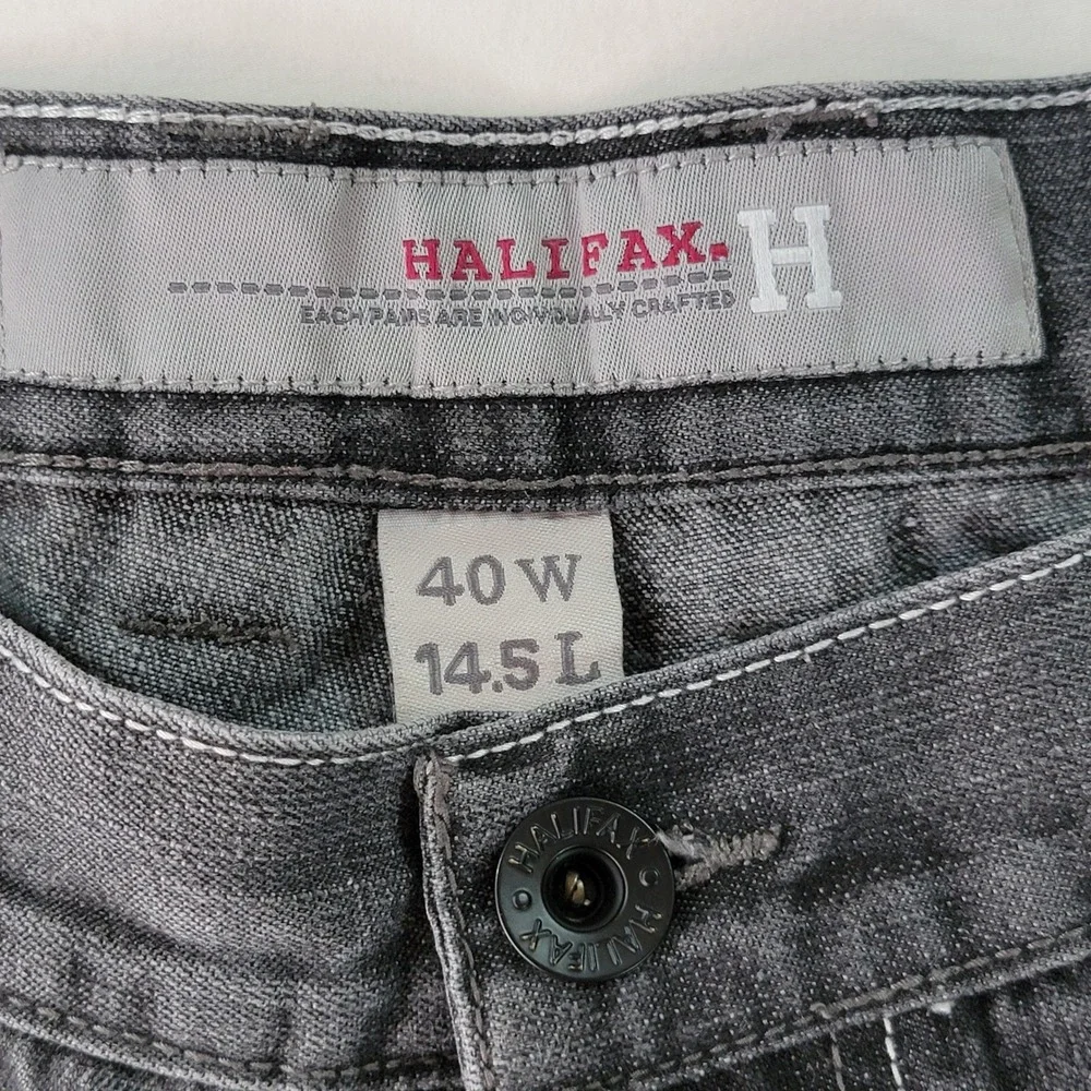 Halifax Mens Baggy Denim Shorts Faded Black Skater Streetwear 40W